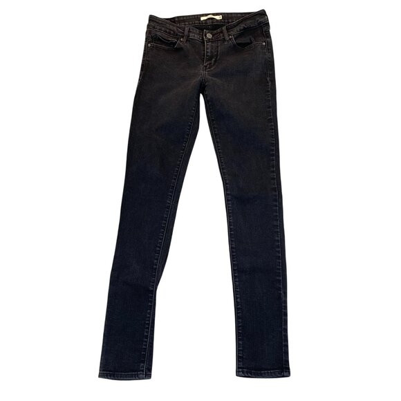 Levis Woman's 711 Skinny Jeans 26x32 Black Stretch Denim - Picture 1 of 12